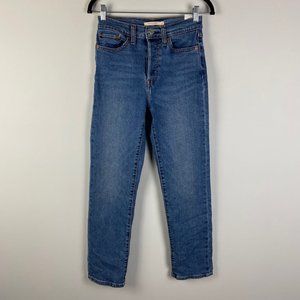 Levis Wedgie Straight Leg Jeans Stretch Button Fly Size 27 Medium Wash